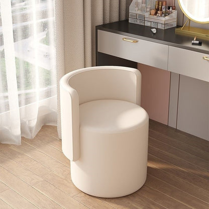 Contemporary Nordic Cylinder Swivel Solid Wood Microfiber Leather Vanity Stool Backrest Armless For Bedroom