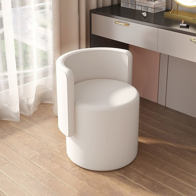 Contemporary Nordic Cylinder Swivel Solid Wood Microfiber Leather Vanity Stool Backrest Armless For Bedroom