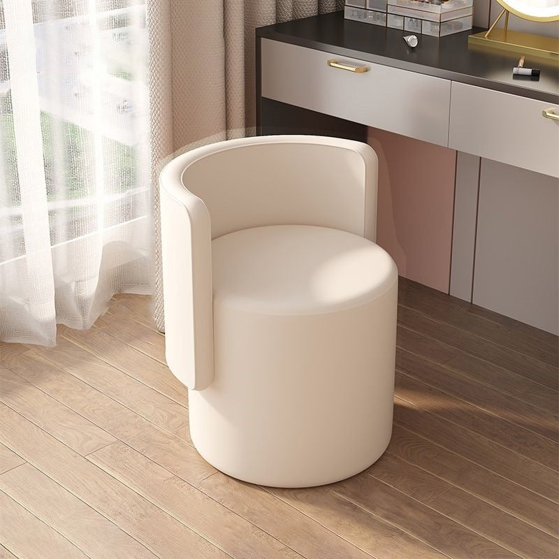 Contemporary Nordic Cylinder Swivel Solid Wood Microfiber Leather Vanity Stool Backrest Armless For Bedroom