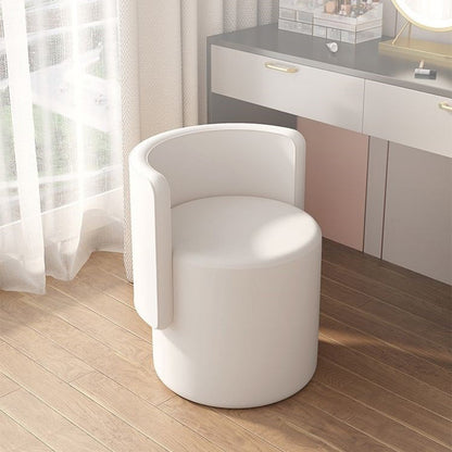 Contemporary Nordic Cylinder Swivel Solid Wood Microfiber Leather Vanity Stool Backrest Armless For Bedroom