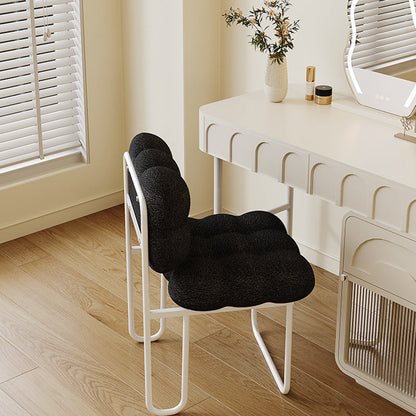 Contemporary Nordic Square Lambswool Iron Vanity Stool Backrest Armless For Bedroom