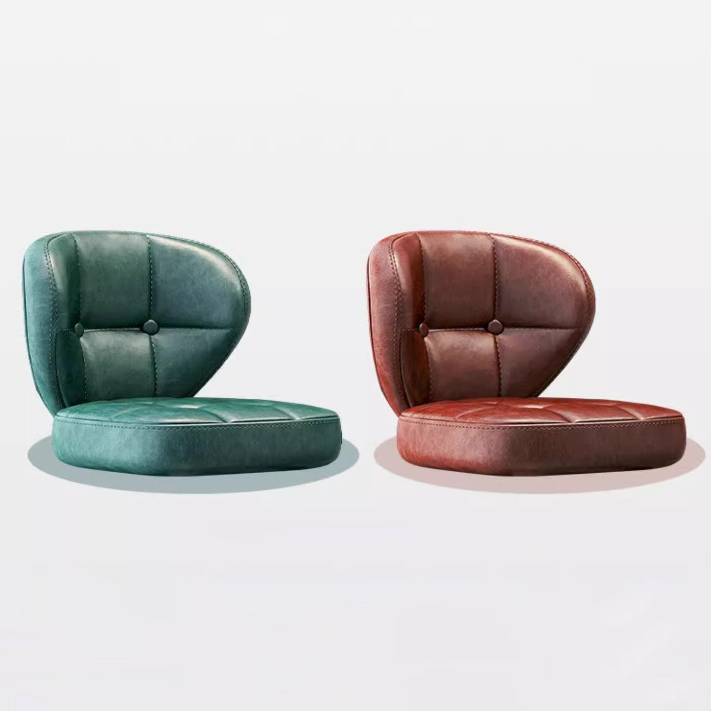 Contemporary Scandinavian Square Faux Oil Wax Leather Solid Wood Bar Stool Backrest Armless For Dining Room