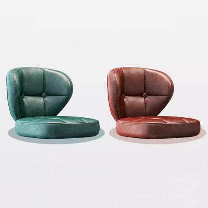 Contemporary Scandinavian Square Faux Oil Wax Leather Solid Wood Bar Stool Backrest Armless For Dining Room