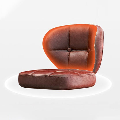 Contemporary Scandinavian Square Faux Oil Wax Leather Solid Wood Bar Stool Backrest Armless For Dining Room