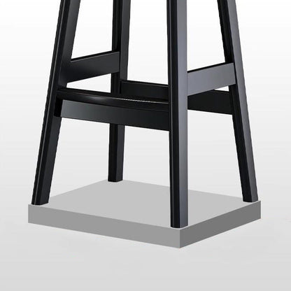Contemporary Scandinavian Square Faux Oil Wax Leather Solid Wood Bar Stool Backrest Armless For Dining Room