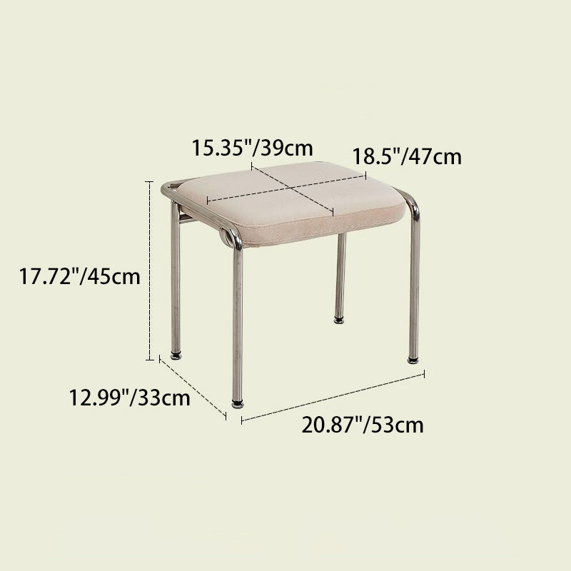 Contemporary Nordic Square Cotton Linen Carbon Steel Stainless Steel Vanity Stool Backless Armless For Bedroom