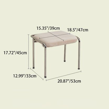 Contemporary Nordic Square Cotton Linen Carbon Steel Stainless Steel Vanity Stool Backless Armless For Bedroom