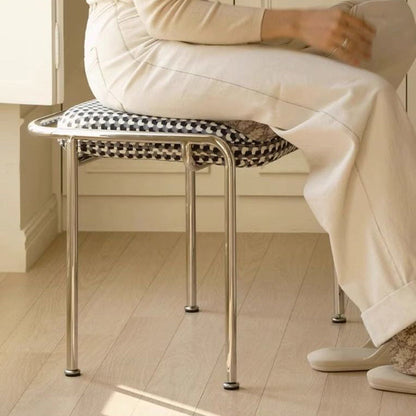 Contemporary Nordic Square Cotton Linen Carbon Steel Stainless Steel Vanity Stool Backless Armless For Bedroom
