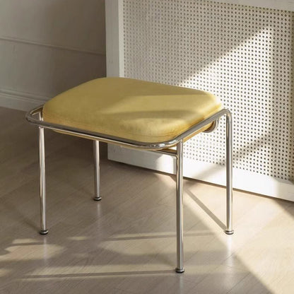Contemporary Nordic Square Cotton Linen Carbon Steel Stainless Steel Vanity Stool Backless Armless For Bedroom