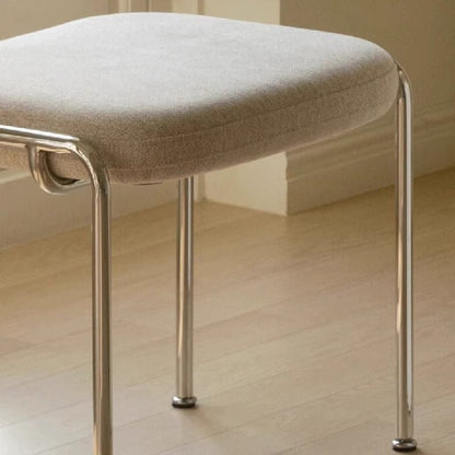 Contemporary Nordic Square Cotton Linen Carbon Steel Stainless Steel Vanity Stool Backless Armless For Bedroom