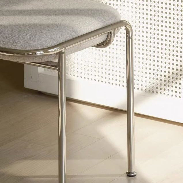 Contemporary Nordic Square Cotton Linen Carbon Steel Stainless Steel Vanity Stool Backless Armless For Bedroom