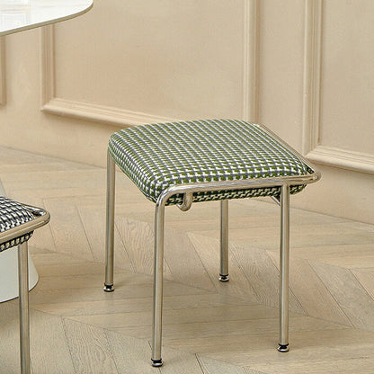 Contemporary Nordic Square Cotton Linen Carbon Steel Stainless Steel Vanity Stool Backless Armless For Bedroom