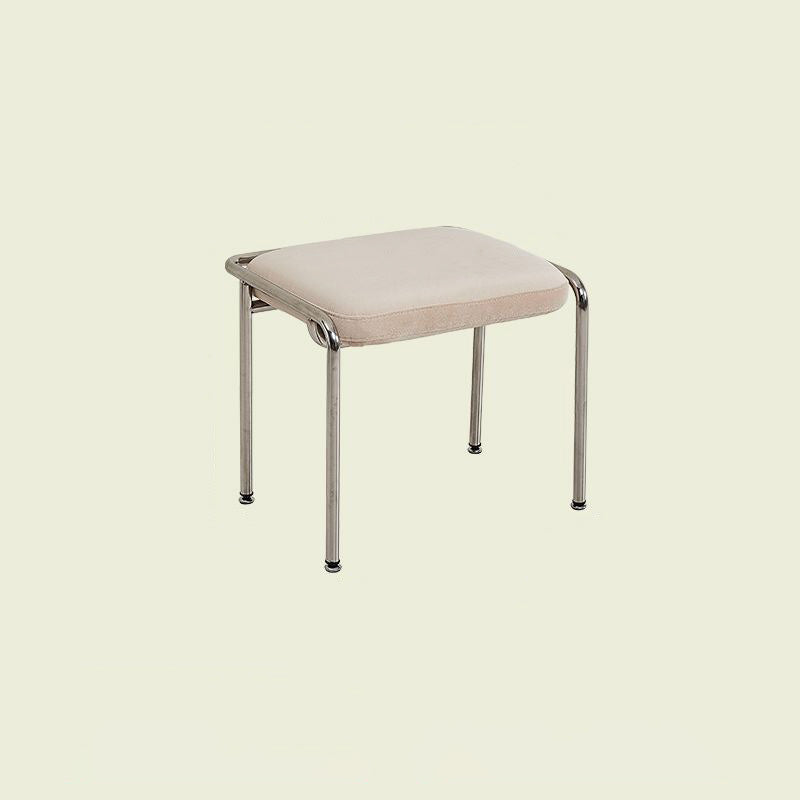 Contemporary Nordic Square Cotton Linen Carbon Steel Stainless Steel Vanity Stool Backless Armless For Bedroom