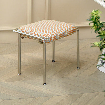 Contemporary Nordic Square Cotton Linen Carbon Steel Stainless Steel Vanity Stool Backless Armless For Bedroom
