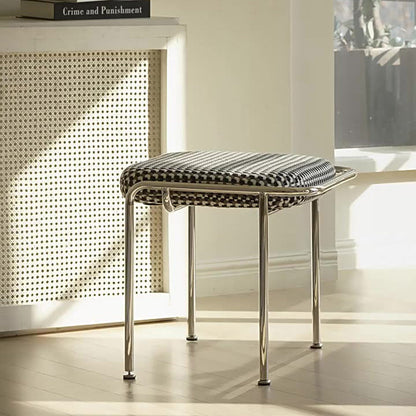 Contemporary Nordic Square Cotton Linen Carbon Steel Stainless Steel Vanity Stool Backless Armless For Bedroom