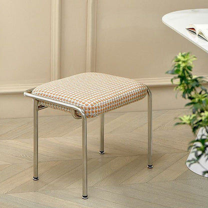Contemporary Nordic Square Cotton Linen Carbon Steel Stainless Steel Vanity Stool Backless Armless For Bedroom