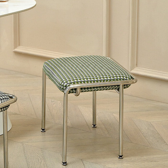 Contemporary Nordic Square Cotton Linen Carbon Steel Stainless Steel Vanity Stool Backless Armless For Bedroom