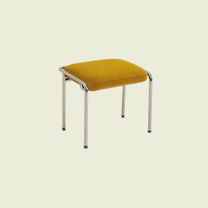 Contemporary Nordic Square Cotton Linen Carbon Steel Stainless Steel Vanity Stool Backless Armless For Bedroom