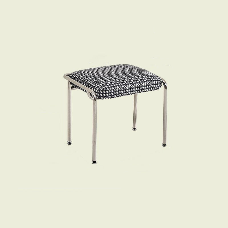 Contemporary Nordic Square Cotton Linen Carbon Steel Stainless Steel Vanity Stool Backless Armless For Bedroom