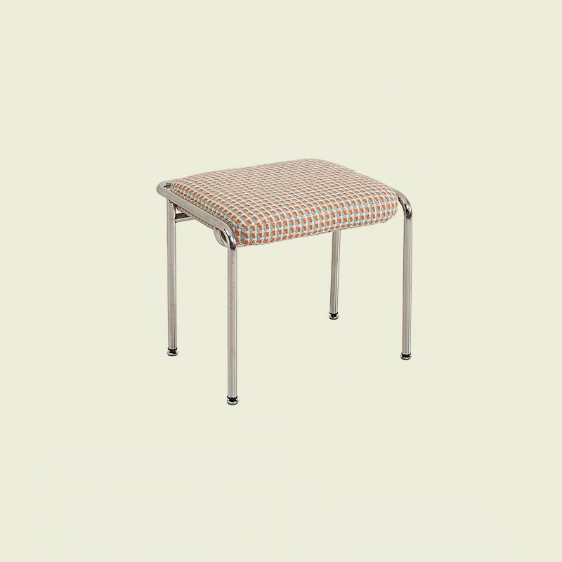 Contemporary Nordic Square Cotton Linen Carbon Steel Stainless Steel Vanity Stool Backless Armless For Bedroom