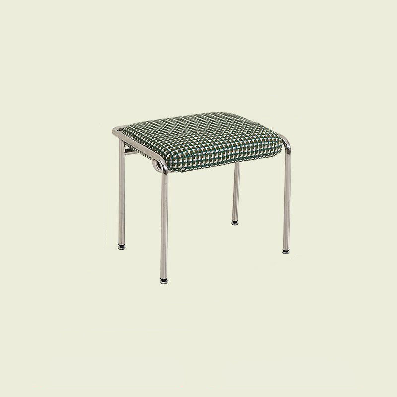 Contemporary Nordic Square Cotton Linen Carbon Steel Stainless Steel Vanity Stool Backless Armless For Bedroom