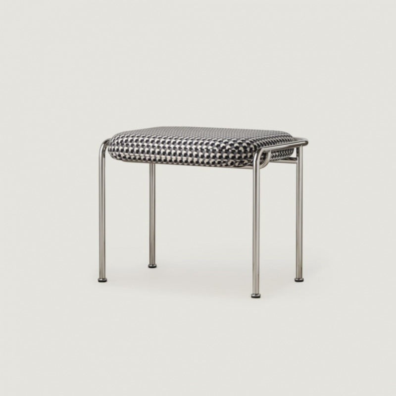 Contemporary Nordic Square Cotton Linen Carbon Steel Stainless Steel Vanity Stool Backless Armless For Bedroom