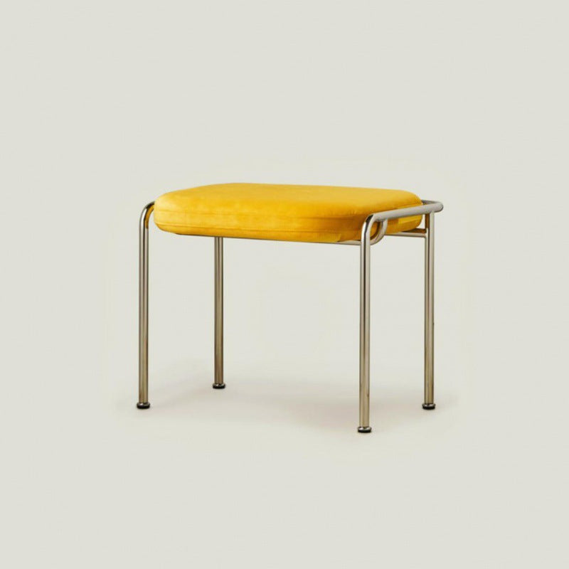 Contemporary Nordic Square Cotton Linen Carbon Steel Stainless Steel Vanity Stool Backless Armless For Bedroom