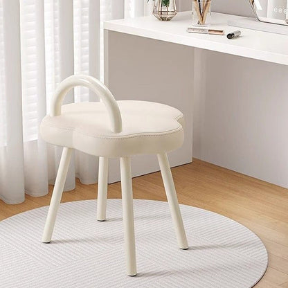 Modern Minimalist Cream Cloud Steel Microfiber Leather Vanity Stool Backrest Armless For Bedroom