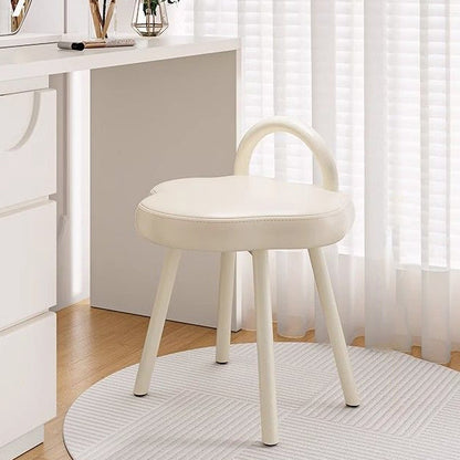 Modern Minimalist Cream Cloud Steel Microfiber Leather Vanity Stool Backrest Armless For Bedroom