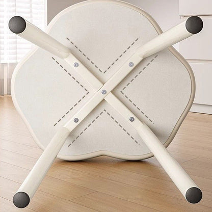 Modern Minimalist Cream Cloud Steel Microfiber Leather Vanity Stool Backrest Armless For Bedroom