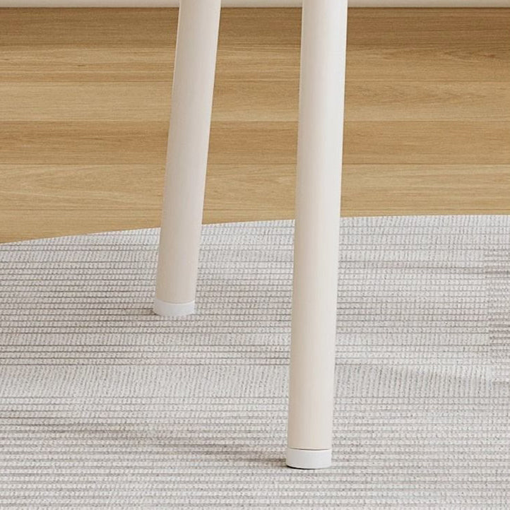 Contemporary Nordic Cream Flower Cloud Iron Faux Leather Vanity Stool Backrest Armless For Bedroom