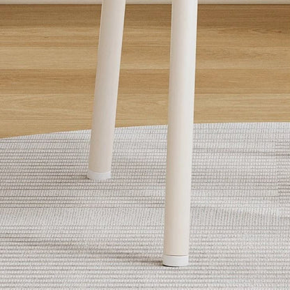 Contemporary Nordic Cream Flower Cloud Iron Faux Leather Vanity Stool Backrest Armless For Bedroom