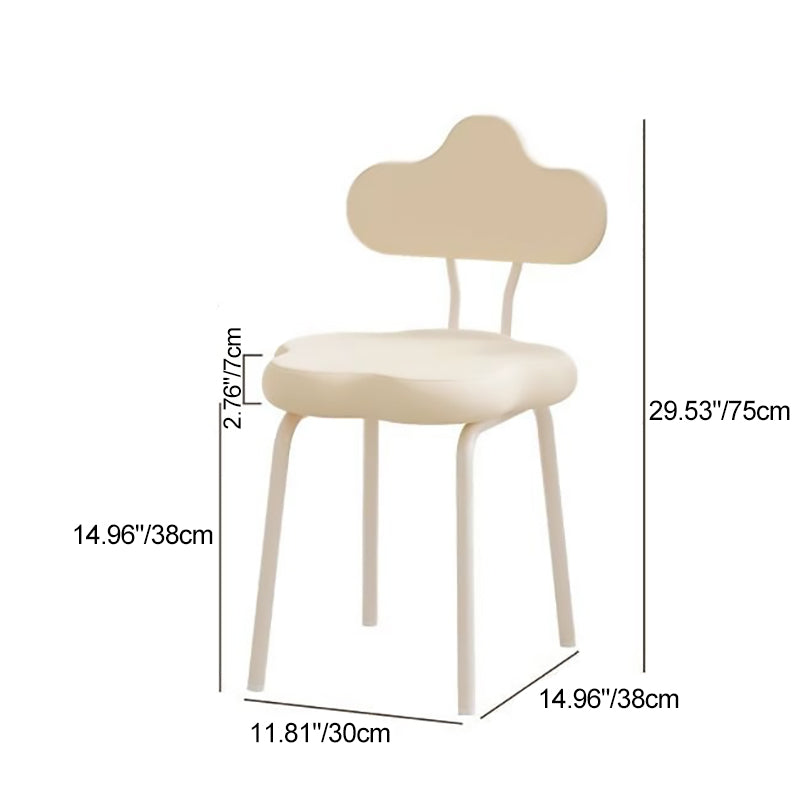 Contemporary Nordic Cream Flower Cloud Iron Faux Leather Vanity Stool Backrest Armless For Bedroom