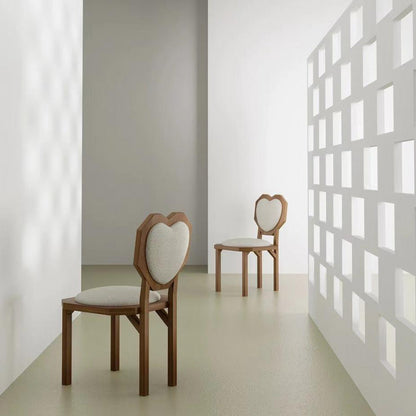 Contemporary Creative Heart Shape Lambswool Solid Wood Sponge Dining Chair Backrest Armless For Dining Room