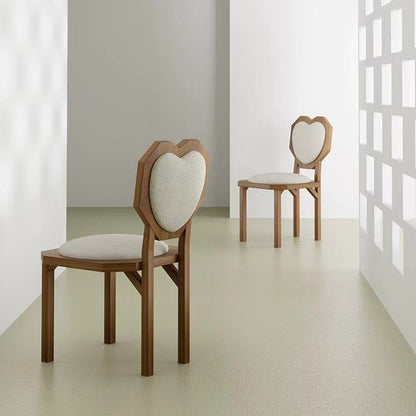 Contemporary Creative Heart Shape Lambswool Solid Wood Sponge Dining Chair Backrest Armless For Dining Room