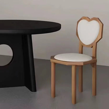 Contemporary Creative Heart Shape Lambswool Solid Wood Sponge Dining Chair Backrest Armless For Dining Room
