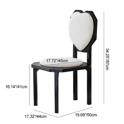 Contemporary Creative Heart Shape Lambswool Solid Wood Sponge Dining Chair Backrest Armless For Dining Room