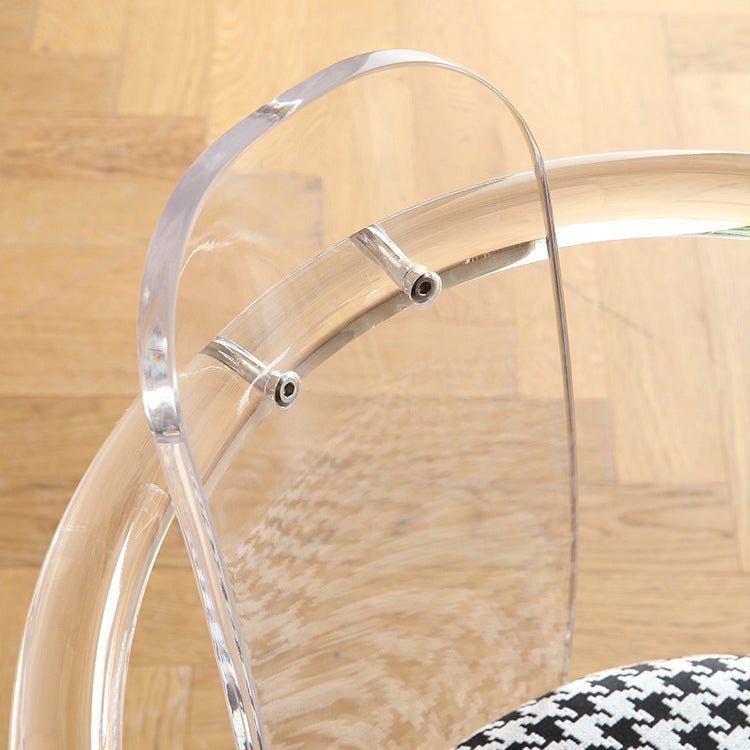 Contemporary Nordic Transparent Acrylic Arc Leaves Fabric Dining Chair Backrest Armless For Dining Room