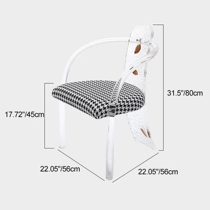 Contemporary Nordic Transparent Acrylic Arc Leaves Fabric Dining Chair Backrest Armless For Dining Room