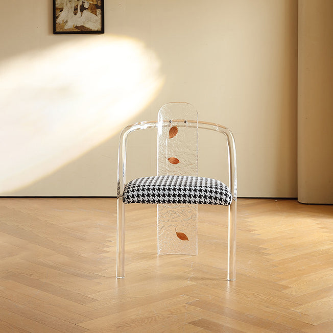 Contemporary Nordic Transparent Acrylic Arc Leaves Fabric Dining Chair Backrest Armless For Dining Room