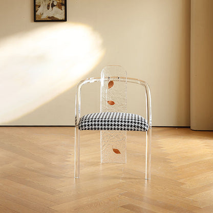 Contemporary Nordic Transparent Acrylic Arc Leaves Fabric Dining Chair Backrest Armless For Dining Room