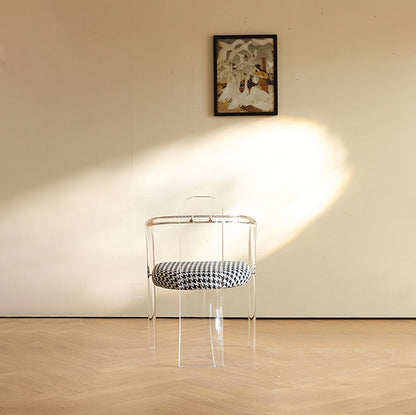 Contemporary Nordic Transparent Acrylic Arc Leaves Fabric Dining Chair Backrest Armless For Dining Room