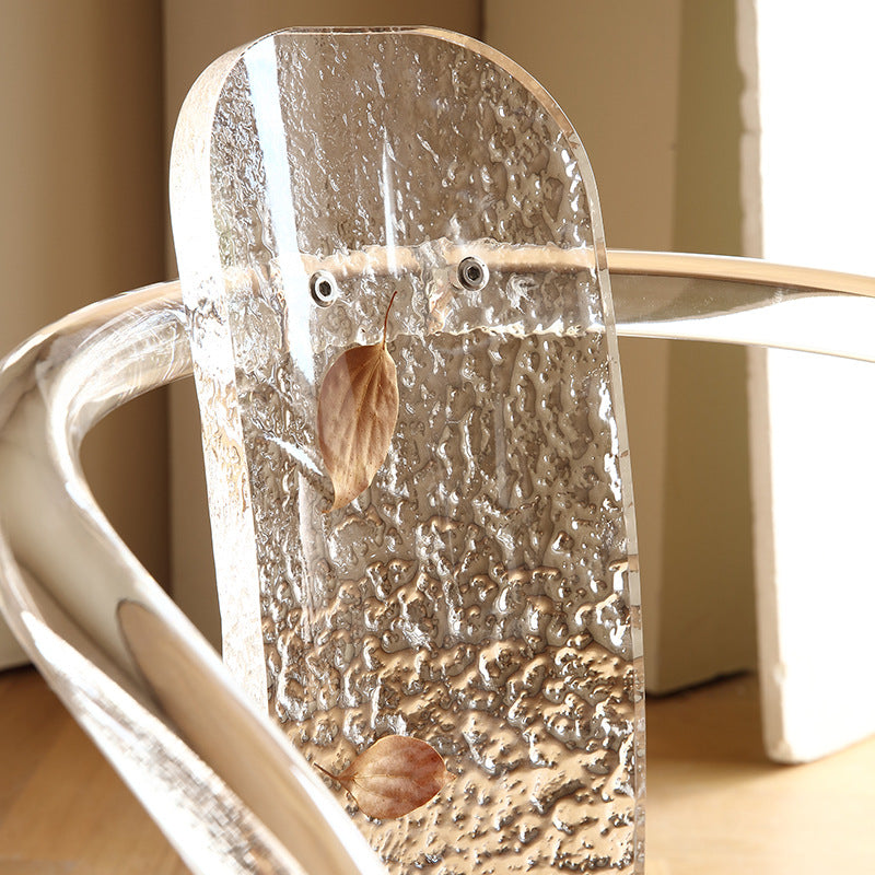 Contemporary Nordic Transparent Acrylic Arc Leaves Fabric Dining Chair Backrest Armless For Dining Room