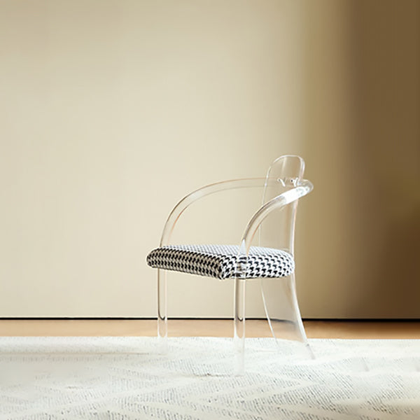 Contemporary Nordic Transparent Acrylic Arc Leaves Fabric Dining Chair Backrest Armless For Dining Room