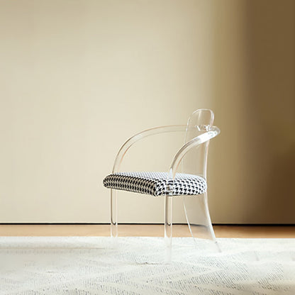 Contemporary Nordic Transparent Acrylic Arc Leaves Fabric Dining Chair Backrest Armless For Dining Room