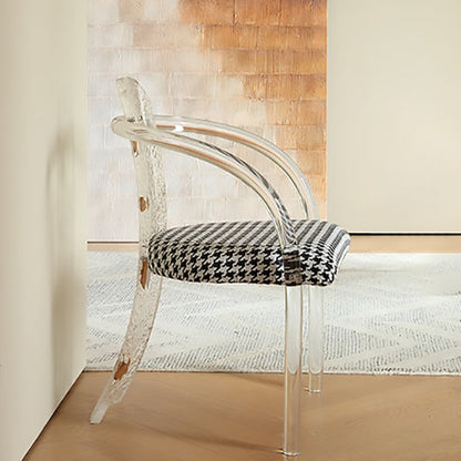 Contemporary Nordic Transparent Acrylic Arc Leaves Fabric Dining Chair Backrest Armless For Dining Room