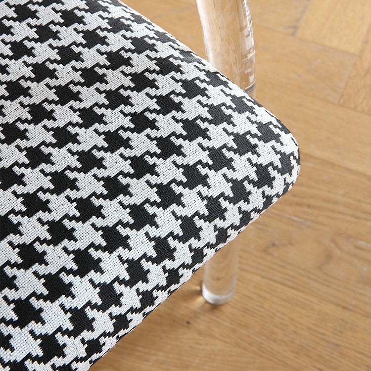 Contemporary Nordic Transparent Acrylic Arc Leaves Fabric Dining Chair Backrest Armless For Dining Room