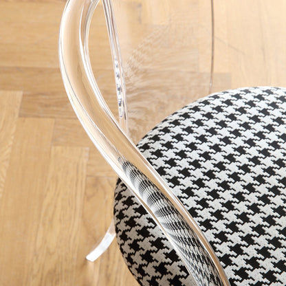 Contemporary Nordic Transparent Acrylic Arc Leaves Fabric Dining Chair Backrest Armless For Dining Room