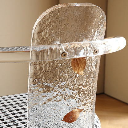 Contemporary Nordic Transparent Acrylic Arc Leaves Fabric Dining Chair Backrest Armless For Dining Room