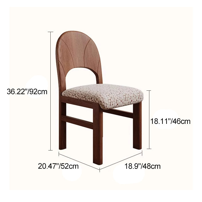 Traditional French Arc Square Jacquard Ash Dining Chair Backrest Armless For Dining Room